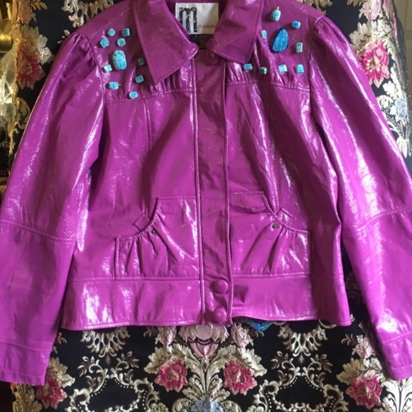 Customed Turquoise Violet Punk Jacket - Picture 3 of 4